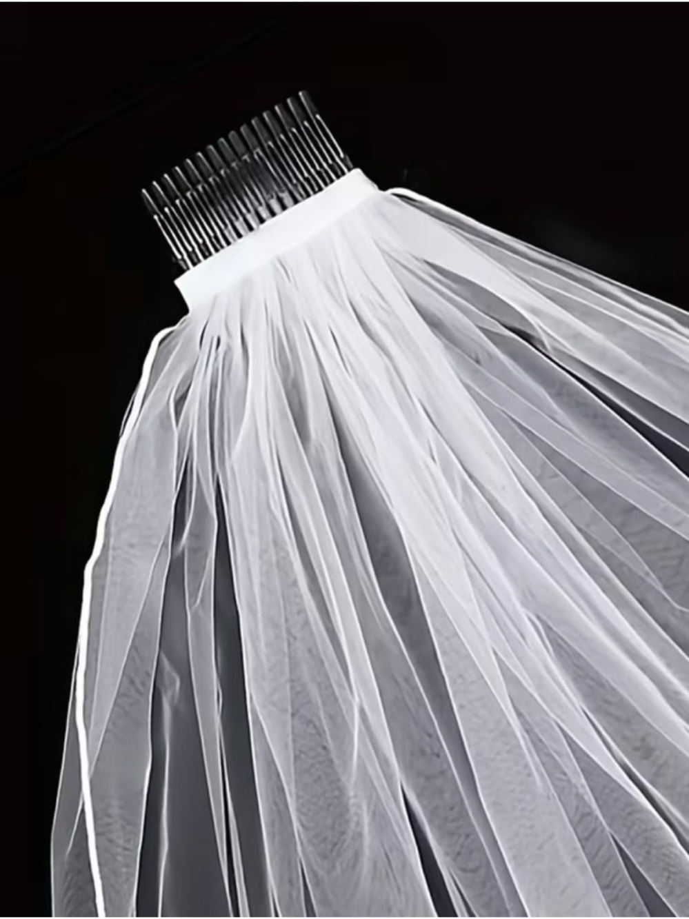 Classic One-Tier White Bridal Veil Wedding - Picture 4 of 6